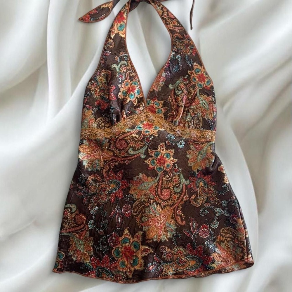 Y2K vintage halter graphic tie back babydoll top fairy